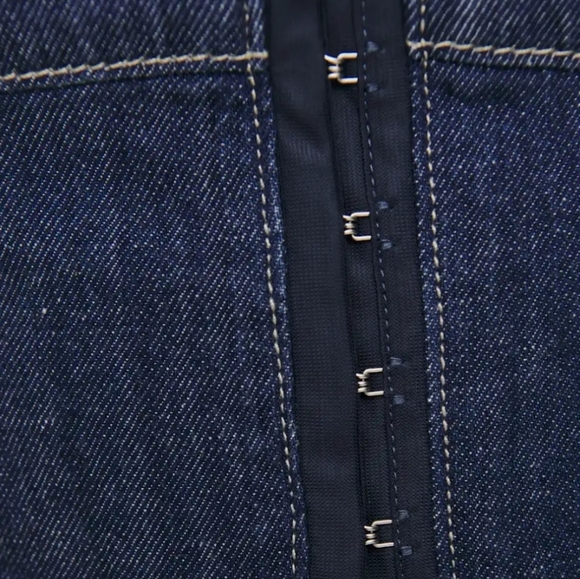 Reformation Tagliatelle Denim Midi Dress Ellis Size 10 NWT - Picture 14 of 16